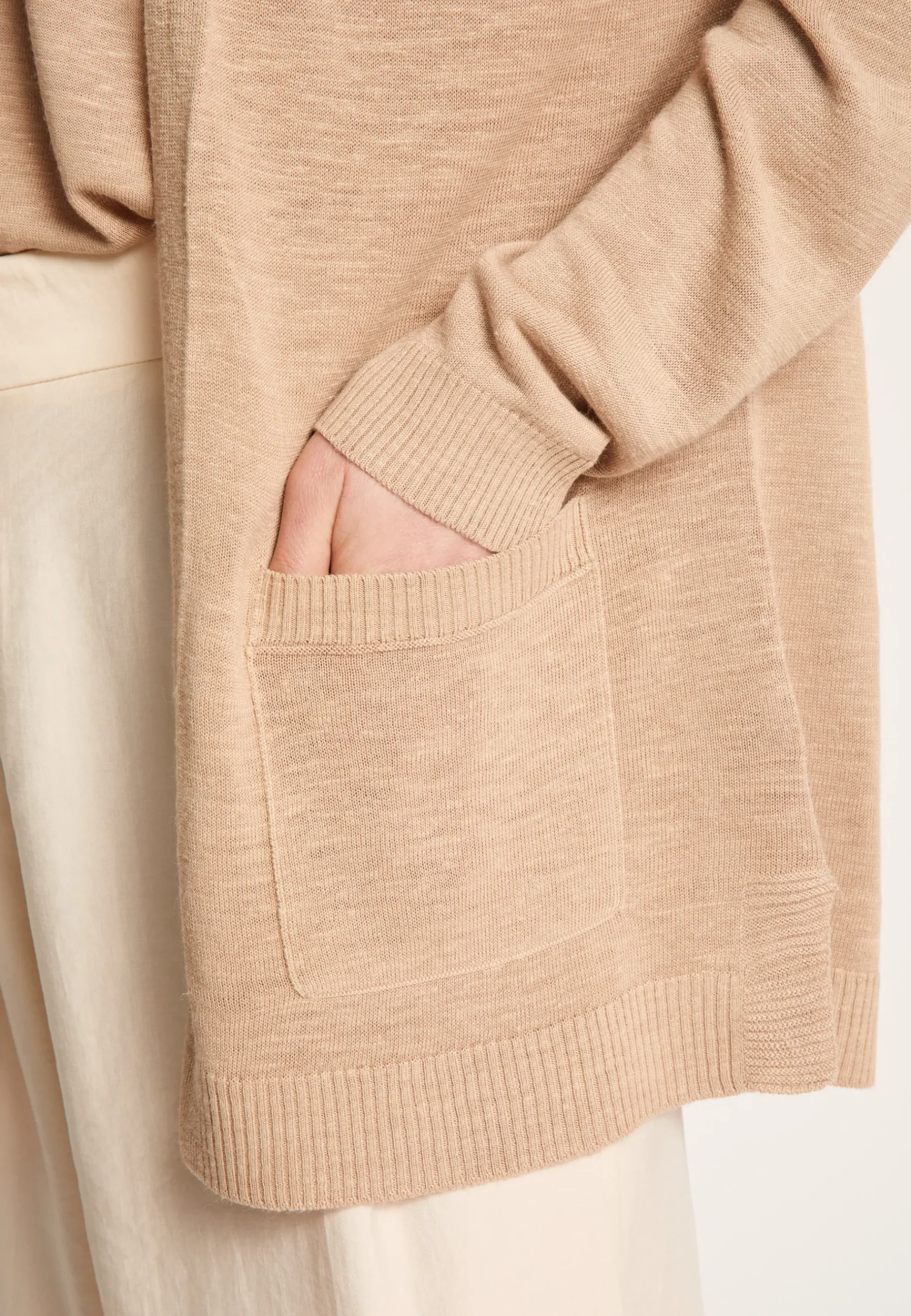 Montagut Vestes Et Cardigans-Long gilet en lin flammé - Naelle 13-Beige moyen