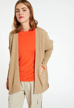 Montagut Vestes Et Cardigans-Long gilet laine et cachemire - Cabery 88-Camel