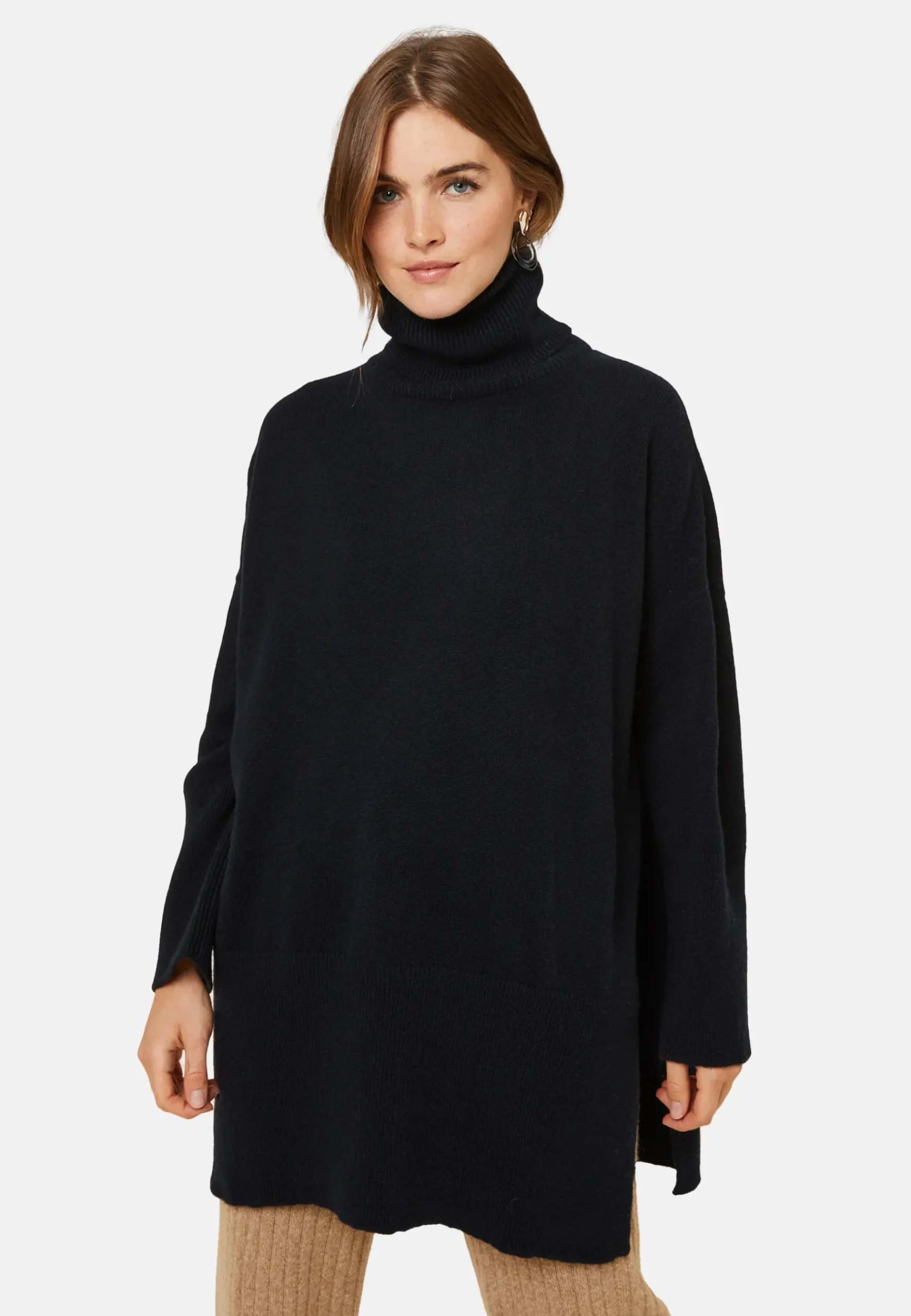 Montagut Pulls-Long pull ample en laine et cachemire - Galice 05-Bleu marine
