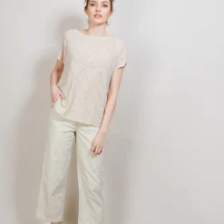 Montagut T-Shirts Et Débardeurs-Long T-shirt en lin flammé - Colinna 12-Beige clair