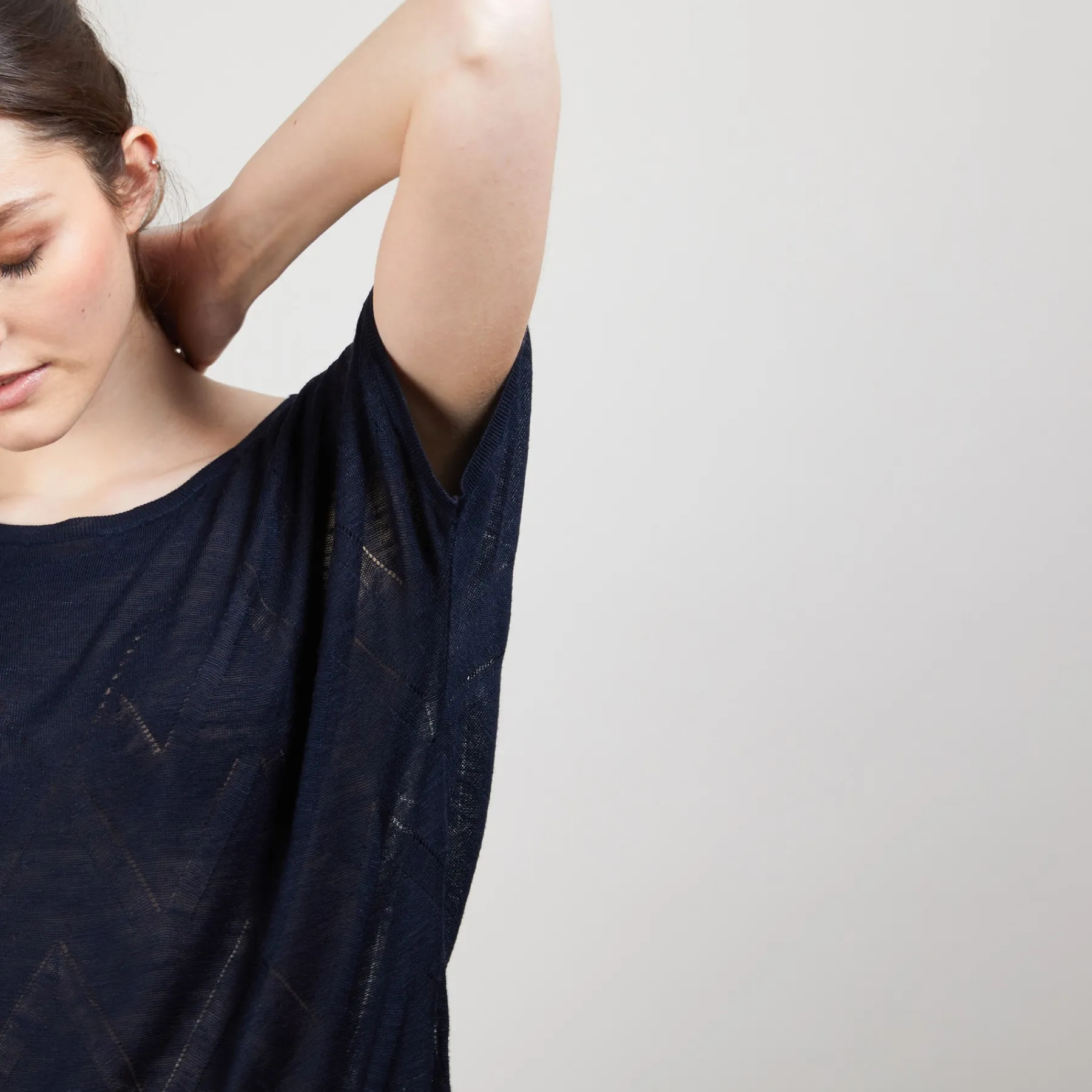 Montagut T-Shirts Et Débardeurs-Long T-shirt en lin flammé - Colinna 05-Bleu marine