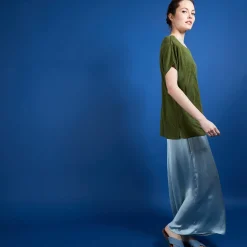 Montagut T-Shirts Et Débardeurs-Long T-shirt en lin flammé - Colinna 83-Kaki