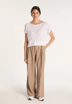 Montagut T-Shirts Et Débardeurs-Long T-shirt en lin flammé - Colinna 02-Blanc