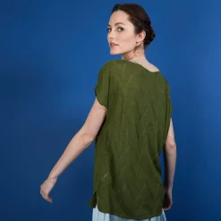 Montagut T-Shirts Et Débardeurs-Long T-shirt en lin flammé - Colinna 83-Kaki