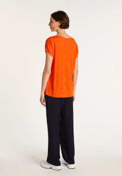 Montagut T-Shirts Et Débardeurs-Long T-shirt en lin flammé - Colinna 15-Orange