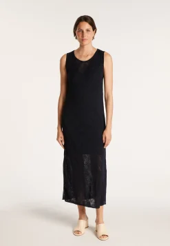 Montagut Jupes Et Robes-Longue robe en lin flammé - Come 05-Bleu marine