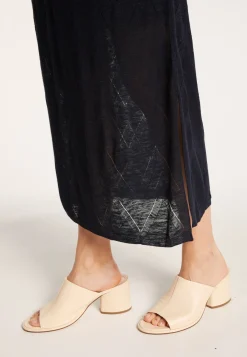 Montagut Jupes Et Robes-Longue robe en lin flammé - Come 05-Bleu marine