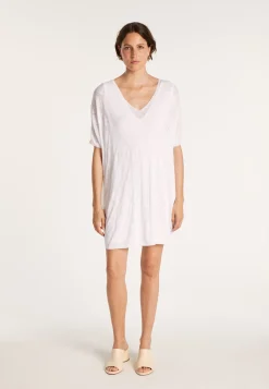 Montagut Pulls-Longue tunique en lin flammé - Carl 02-Blanc