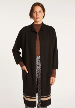 Montagut Vestes Et Cardigans-Manteau col montant en cachemire 2 fils - Dorys 01-Noir
