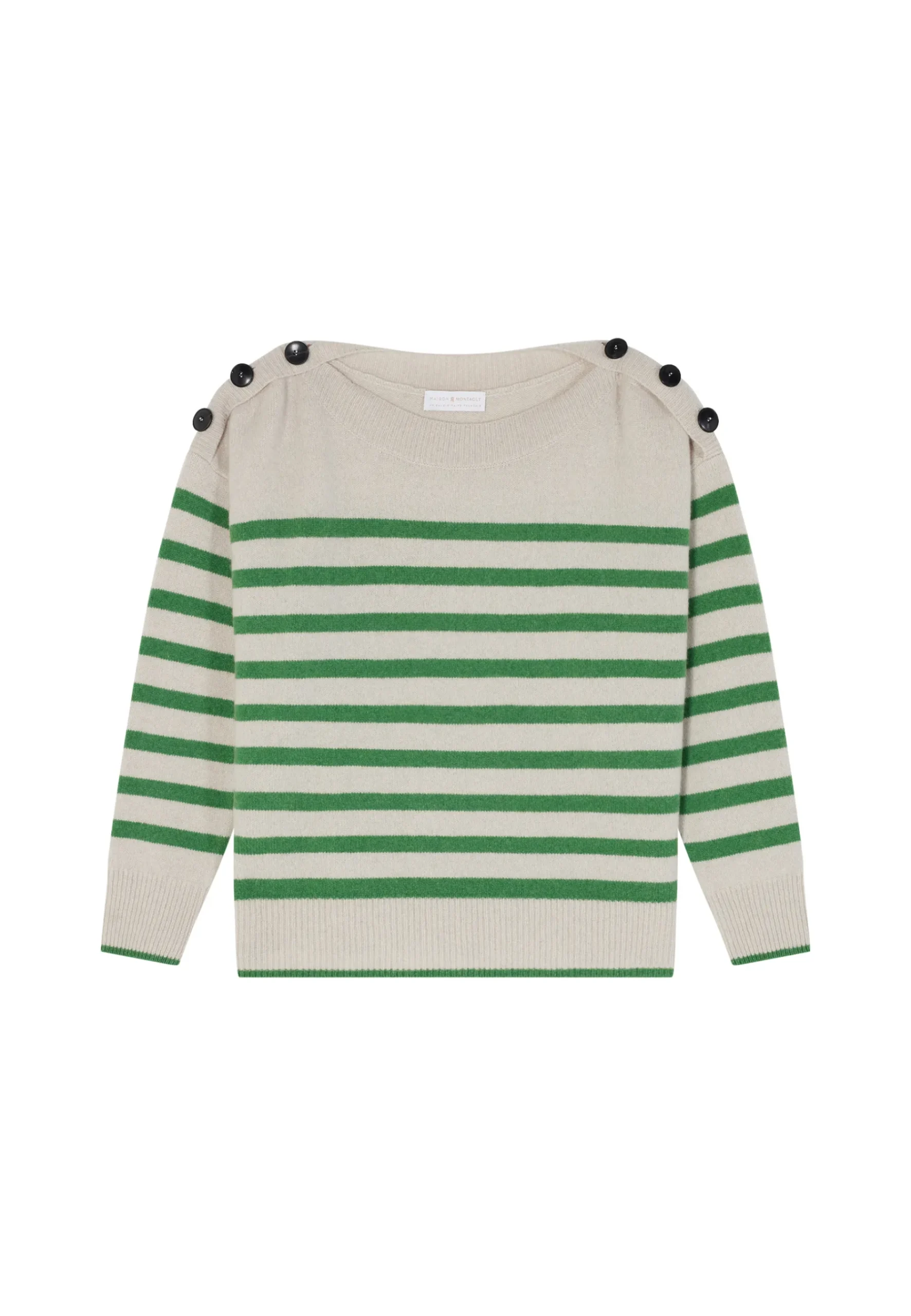 Montagut Pulls-Marinière en cachemire et laine - Carice 22-Vert moyen