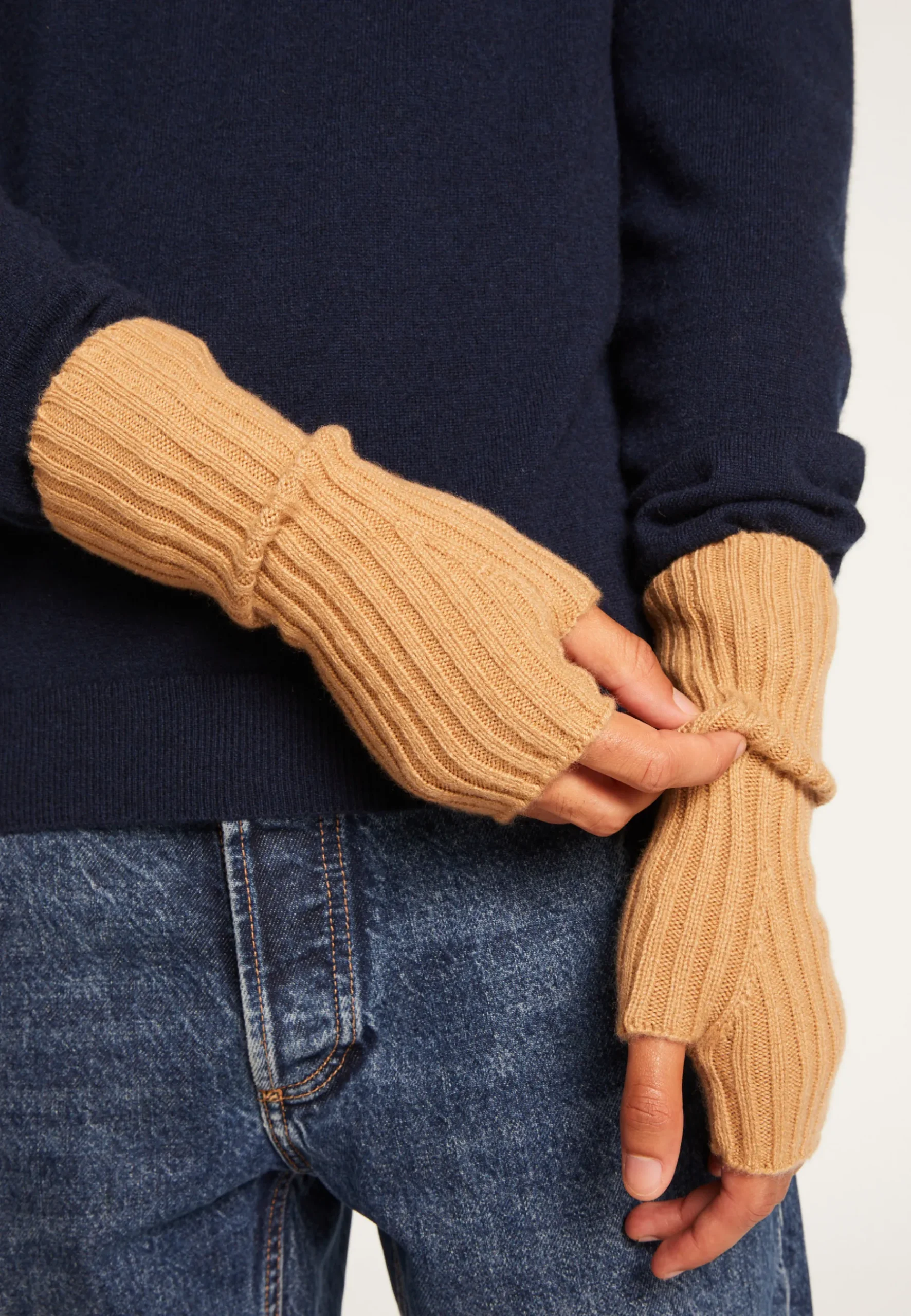 Montagut Accessoires-Mitaines unisexe en cachemire - Lena 88-Camel
