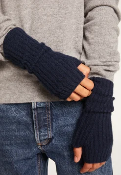 Montagut Accessoires-Mitaines unisexe en cachemire - Lena 05-Bleu marine