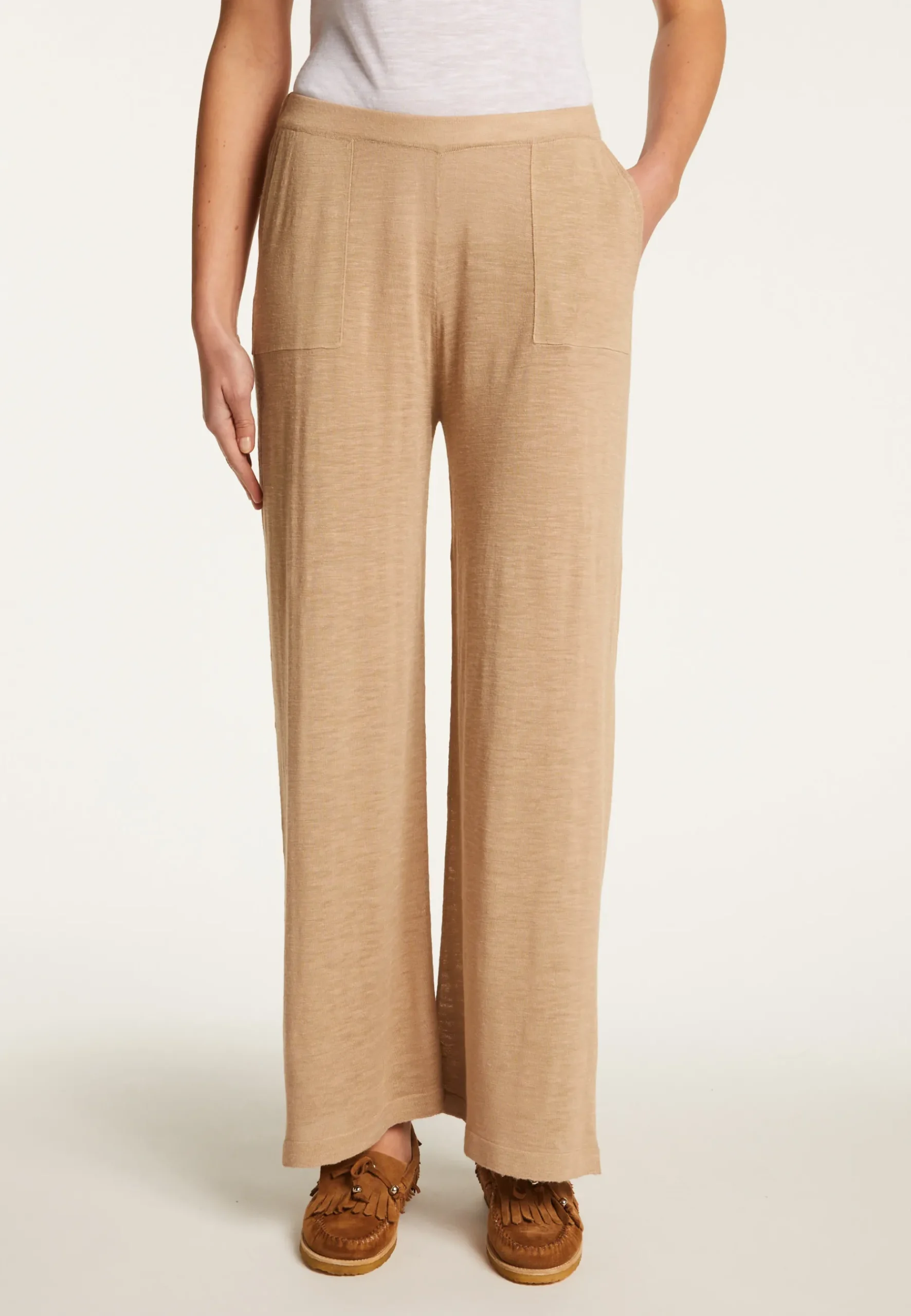 Montagut Pantalons Et Shorts-Pantalon en lin flammé - Debora 13-Beige moyen