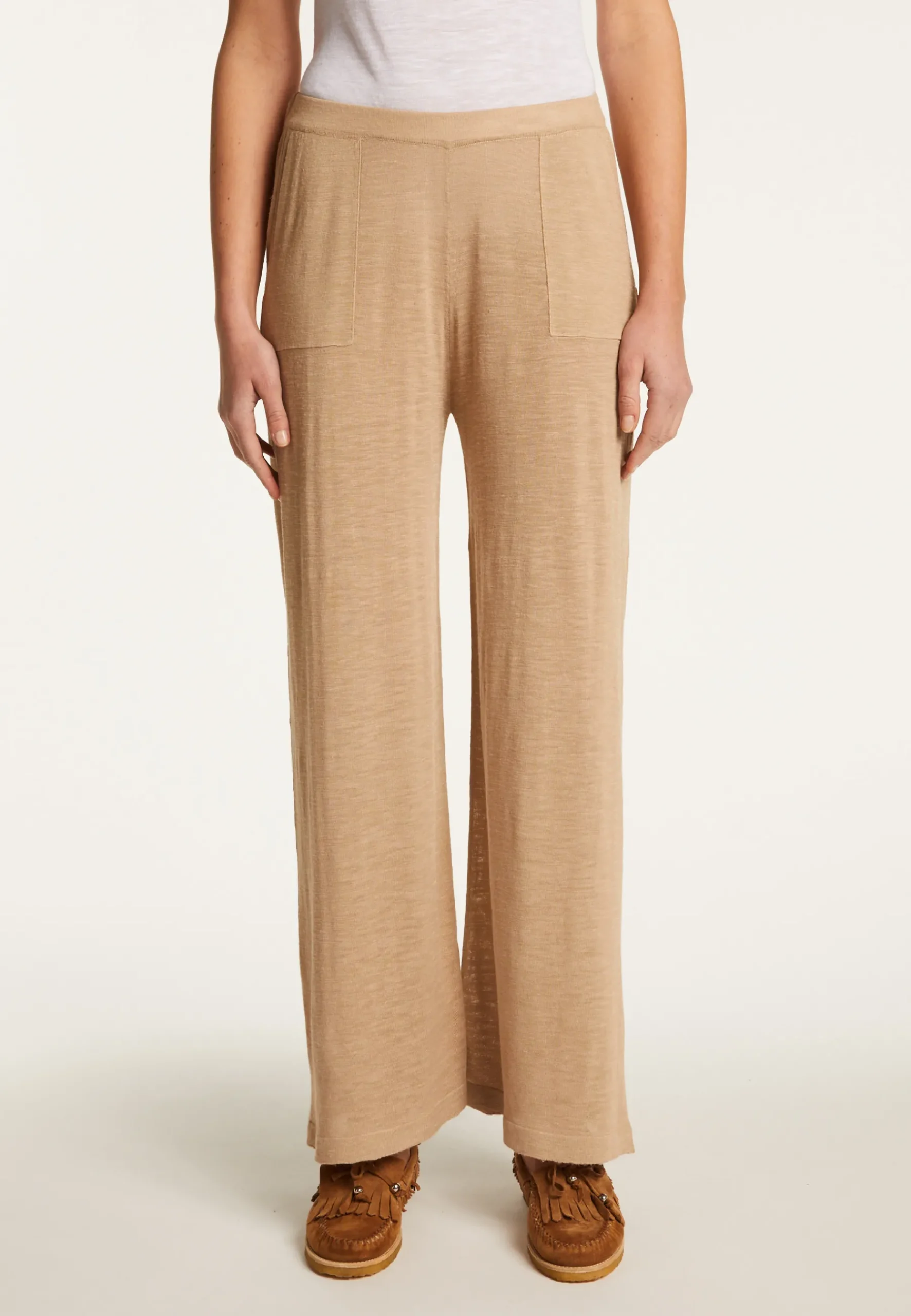 Montagut Pantalons Et Shorts-Pantalon en lin flammé - Debora 13-Beige moyen