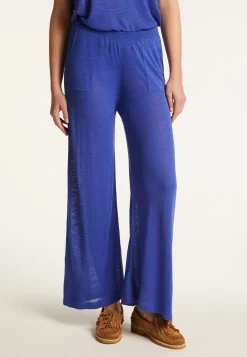 Montagut Pantalons Et Shorts-Pantalon en lin flammé - Debora 48-Bleu roi