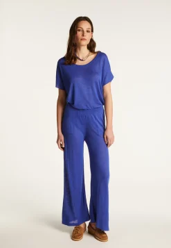 Montagut Pantalons Et Shorts-Pantalon en lin flammé - Debora 48-Bleu roi