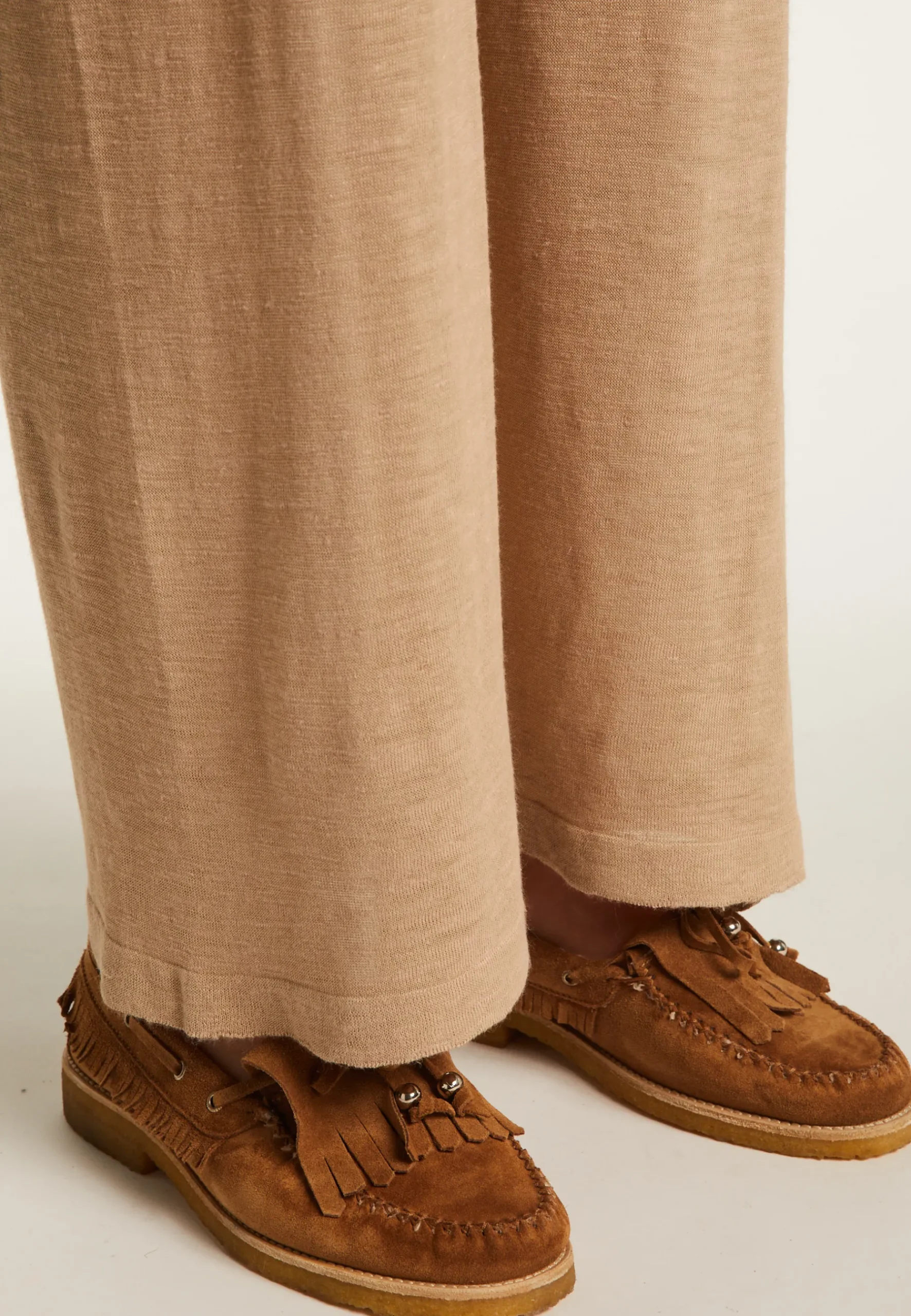 Montagut Pantalons Et Shorts-Pantalon en lin flammé - Debora 13-Beige moyen