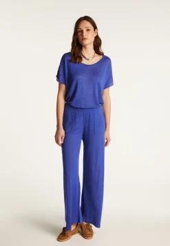 Montagut Pantalons Et Shorts-Pantalon en lin flammé - Debora 48-Bleu roi