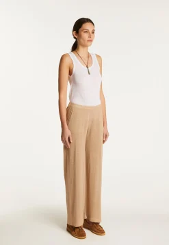 Montagut Pantalons Et Shorts-Pantalon en lin flammé - Debora 13-Beige moyen