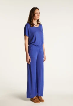Montagut Pantalons Et Shorts-Pantalon en lin flammé - Debora 48-Bleu roi