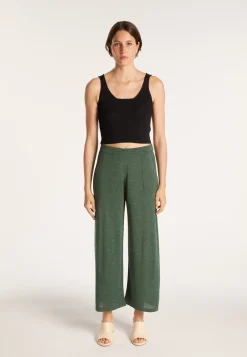 Montagut Pantalons Et Shorts-Pantalon en lin flammé - Liam 21-Vert foncé