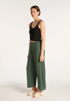 Montagut Pantalons Et Shorts-Pantalon en lin flammé - Liam 21-Vert foncé