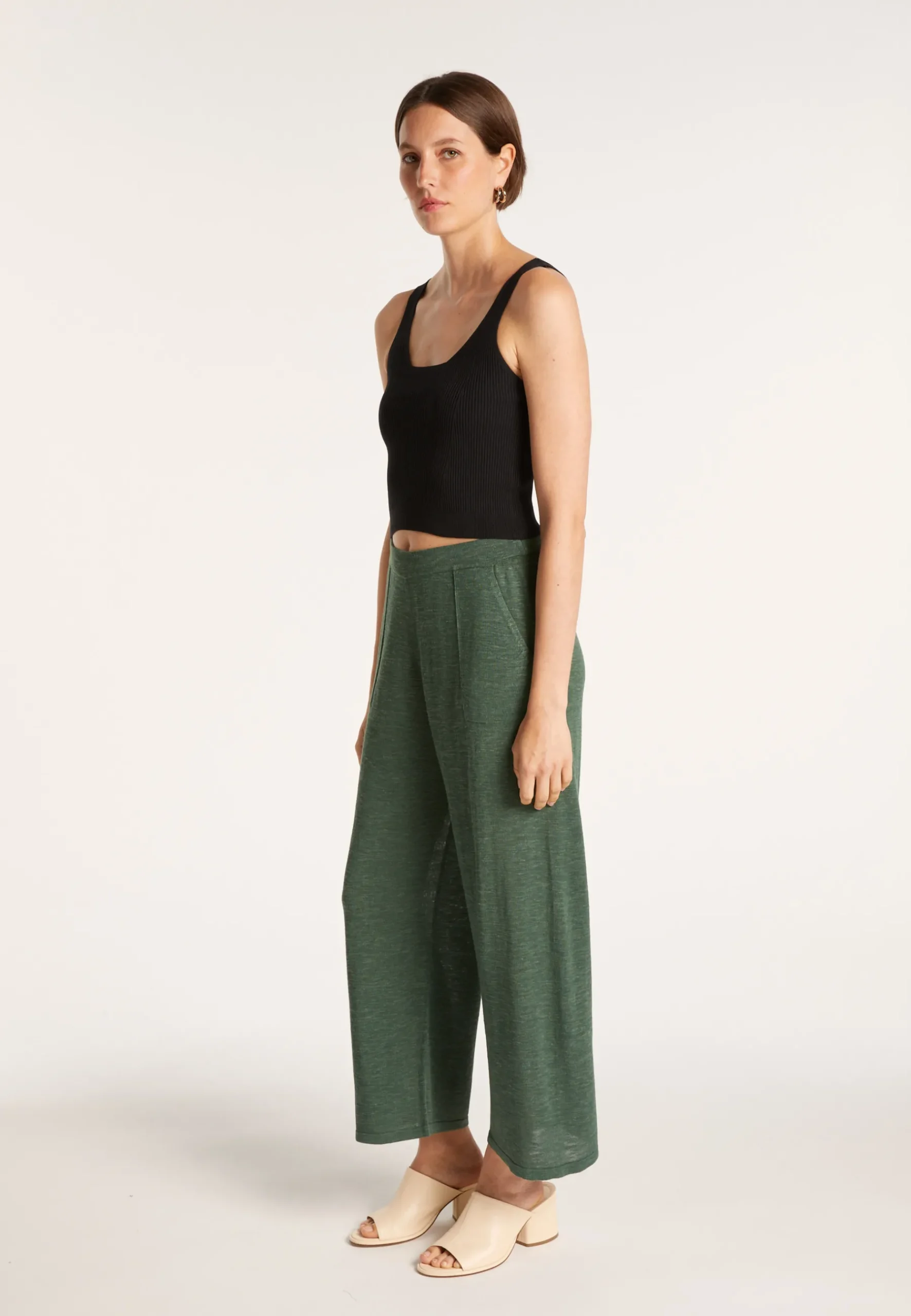 Montagut Pantalons Et Shorts-Pantalon en lin flammé - Liam 21-Vert foncé