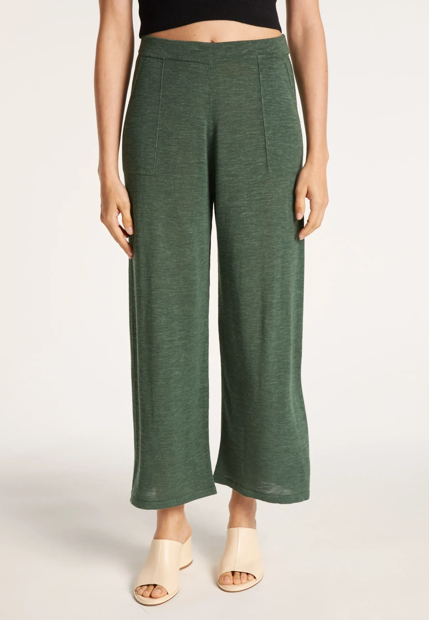Montagut Pantalons Et Shorts-Pantalon en lin flammé - Liam 21-Vert foncé