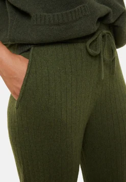 Montagut Pantalons Et Shorts-Pantalon fluide en laine et cachemire - Galya 83-Kaki