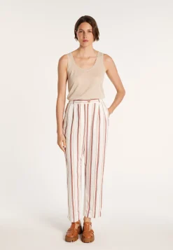 Montagut Pantalons Et Shorts-Pantalon rayé à poches - Mali 02-Blanc