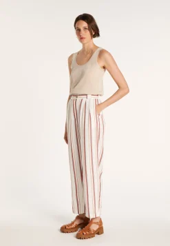 Montagut Pantalons Et Shorts-Pantalon rayé à poches - Mali 02-Blanc