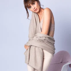 Montagut Accessoires-Plaid en cachemire - Halinna 14-Beige foncé