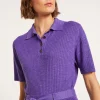 Montagut T-Shirts Et Débardeurs-Polo à côtes en lin flammé - Petunia 17-Violet