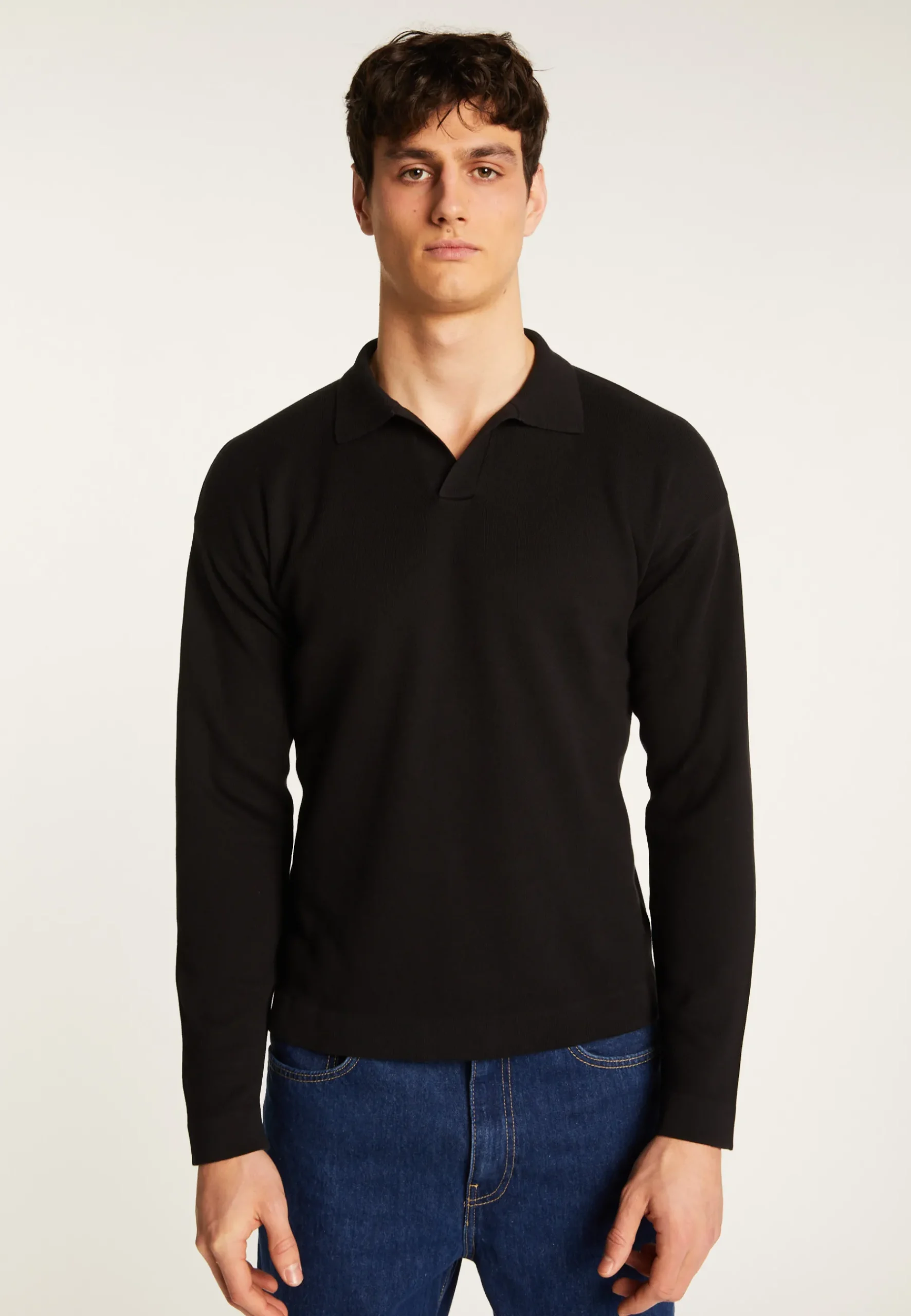 Montagut Polos Et T-Shirts-Polo à manches longues en coton - Maxime 01-Noir