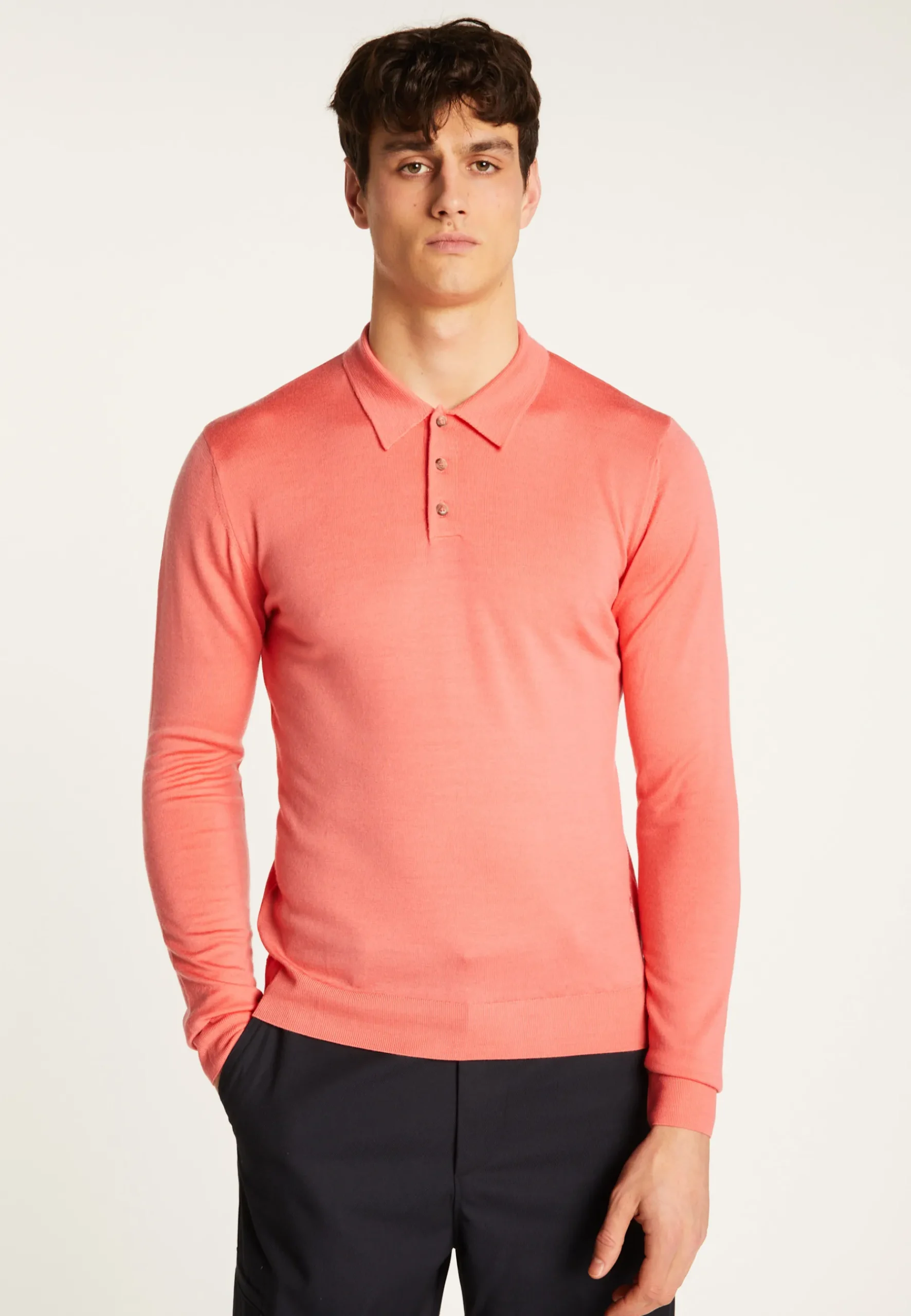 Montagut Pulls | Polos Et T-Shirts-Polo à manches longues en laine mérinos - Eni 24-Rose clair