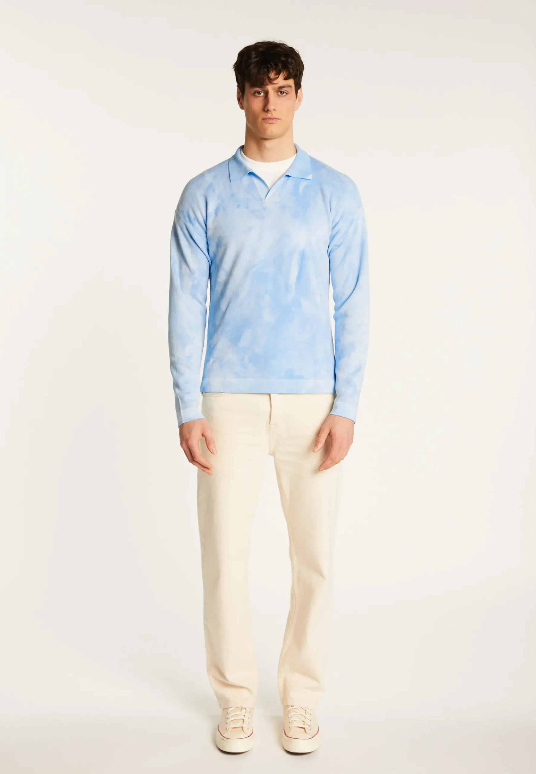 Montagut Polos Et T-Shirts-Polo à manches longues en coton - Maxime 62-Batik ciel