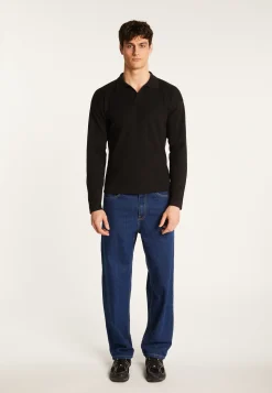 Montagut Polos Et T-Shirts-Polo à manches longues en coton - Maxime 01-Noir