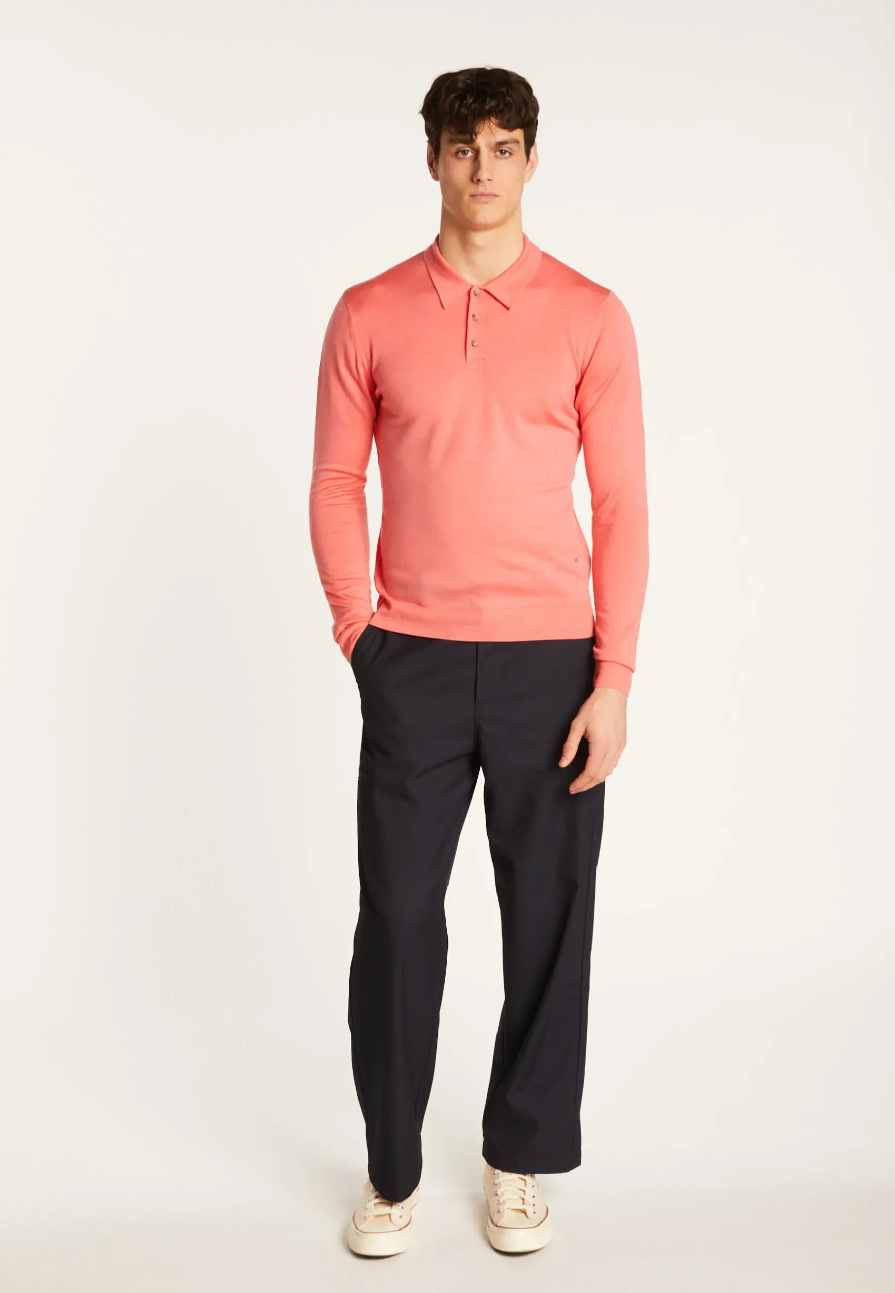 Montagut Pulls | Polos Et T-Shirts-Polo à manches longues en laine mérinos - Eni 24-Rose clair