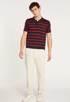 Montagut Polos Et T-Shirts-Polo à rayures en Fil Lumière - Harold 05-Bleu marine