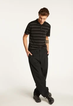 Montagut Polos Et T-Shirts-Polo à rayures en Fil Lumière - Léon 01-Noir