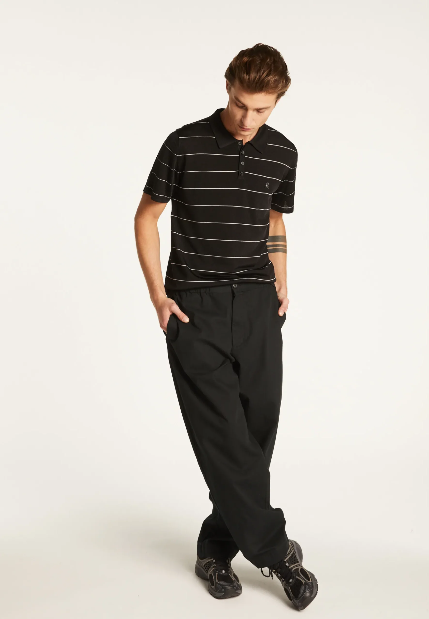 Montagut Polos Et T-Shirts-Polo à rayures en Fil Lumière - Léon 01-Noir