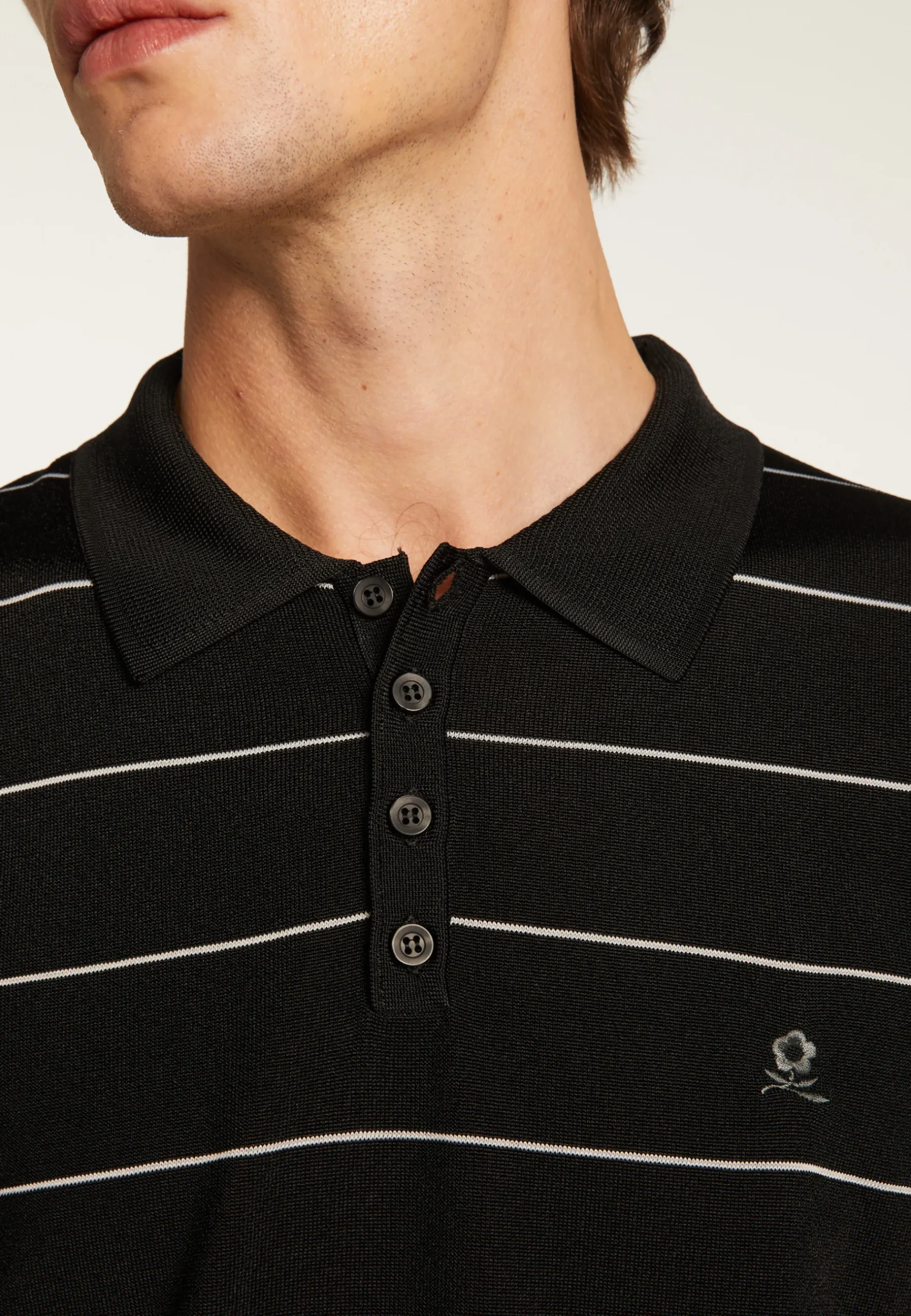 Montagut Polos Et T-Shirts-Polo à rayures en Fil Lumière - Léon 01-Noir