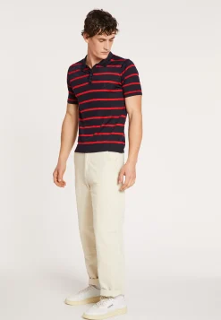 Montagut Polos Et T-Shirts-Polo à rayures en Fil Lumière - Harold 05-Bleu marine