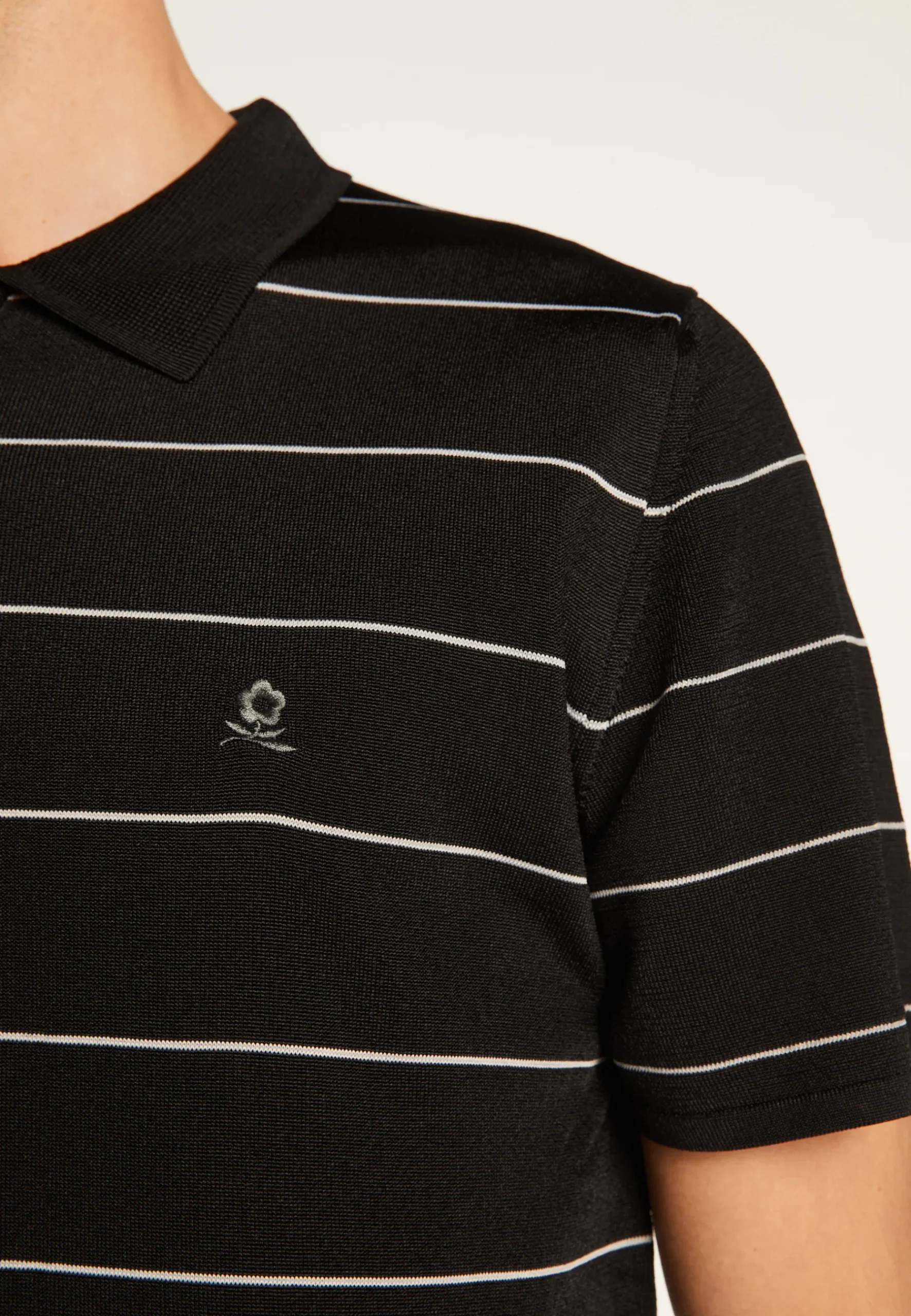 Montagut Polos Et T-Shirts-Polo à rayures en Fil Lumière - Léon 01-Noir