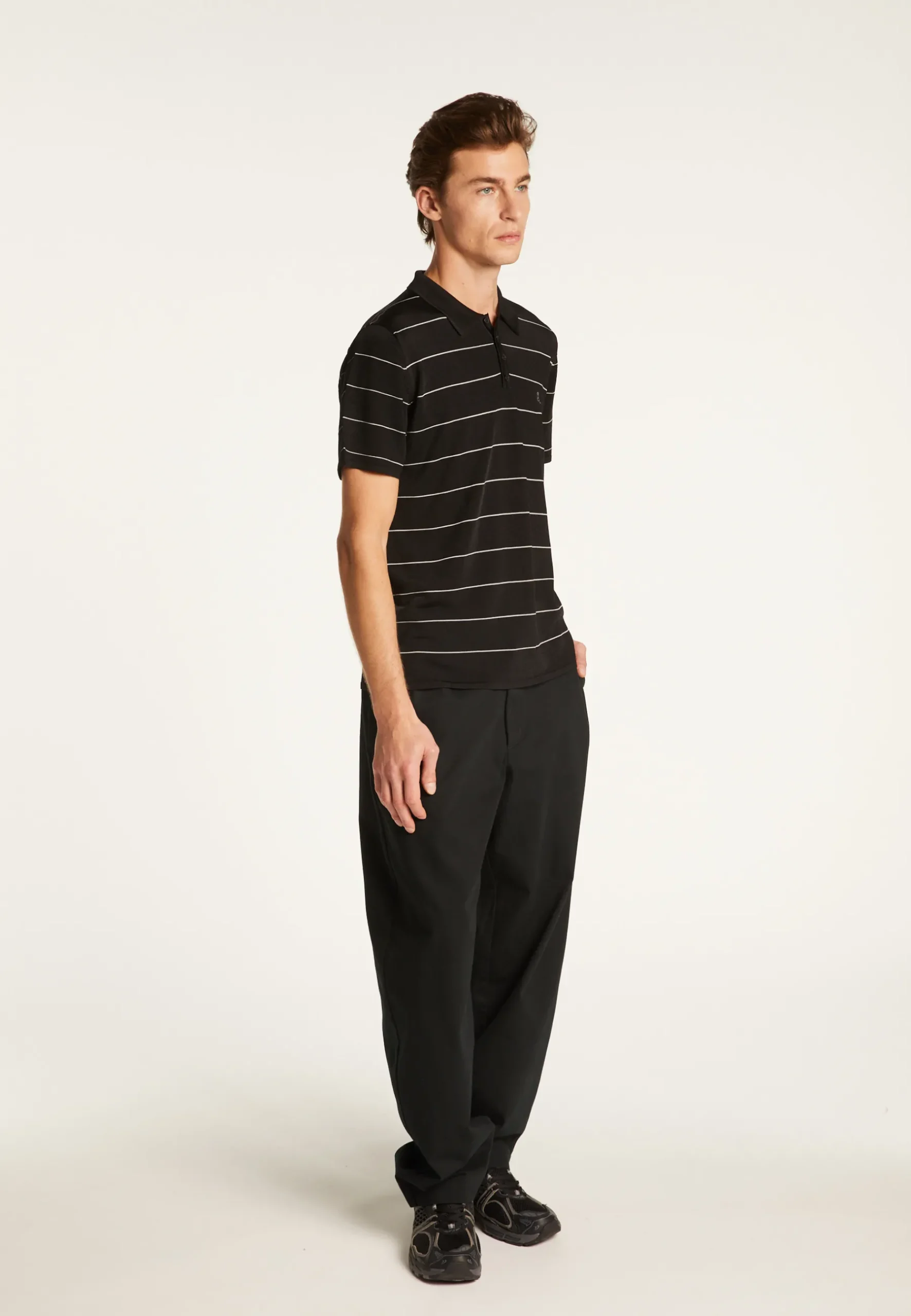 Montagut Polos Et T-Shirts-Polo à rayures en Fil Lumière - Léon 01-Noir
