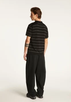 Montagut Polos Et T-Shirts-Polo à rayures en Fil Lumière - Léon 01-Noir