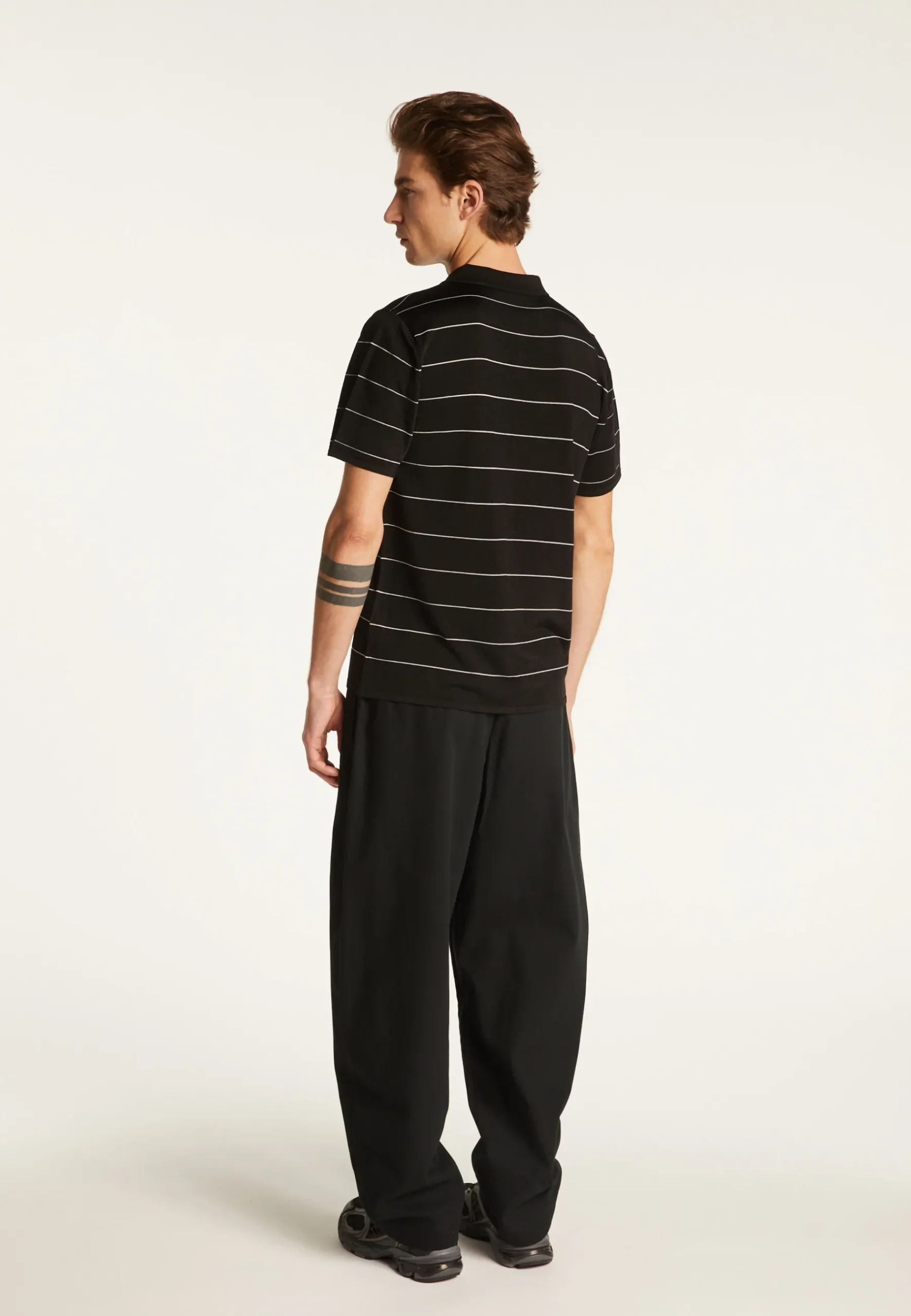 Montagut Polos Et T-Shirts-Polo à rayures en Fil Lumière - Léon 01-Noir