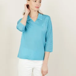 Montagut Chemisiers Et Polos-Polo ajouré manches 3/4 - Anaelle 13-Beige moyen