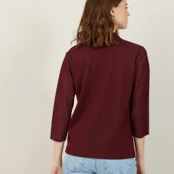 Montagut Chemisiers Et Polos-Polo ajouré manches 3/4 - Anaelle 13-Beige moyen