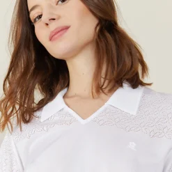 Montagut Chemisiers Et Polos-Polo ajouré manches 3/4 - Anaelle 13-Beige moyen